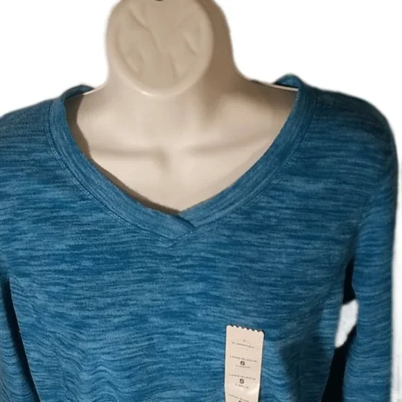 NWT St John's Bay Teal Blue V Neck Sweatshirt Shirt Size Small New with Tags - Picture 2 of 6